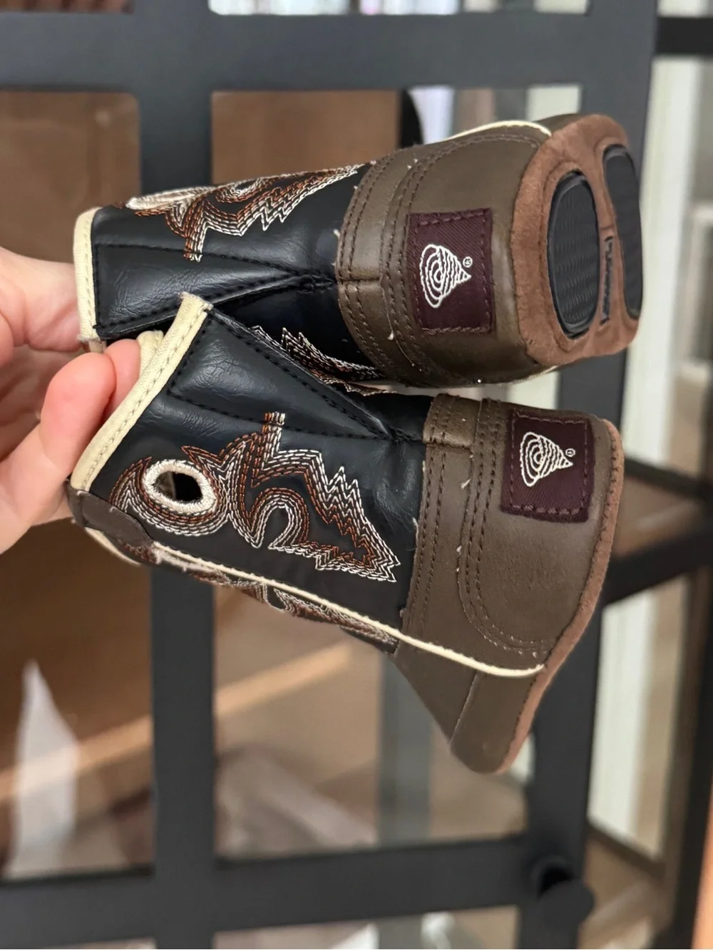Double Barrel baby cowboy boots infant bucker western velcro square toe